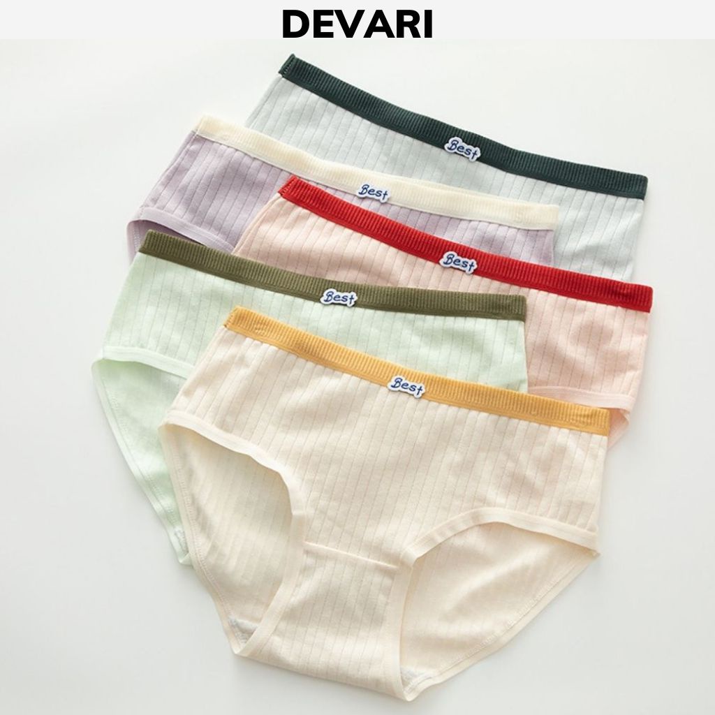 Quần Lót Nữ Cotton Cao Cấp Kẻ Sọc Cạp Vừa Ôm Dáng Cute Và Đáng Yêu Devari L318