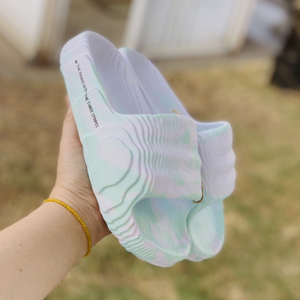 Dép ADILETTE 22 - Freeship + Box + Form chuẩn - DAS đúc nguyên khối quai ngang nam nữ chất xịn xò màu xanh mint loang
