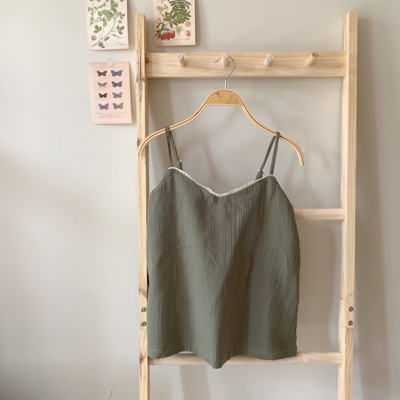 Áo dây viền ren cotton xinh Hine camisole