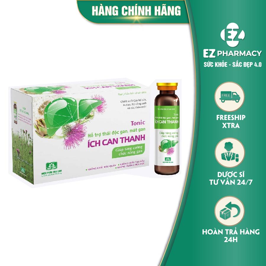 Tonic thải độc gan ÍCH CAN THANH - Thải độc gan thế hệ mới - Hộp 12 lọ x 20ml - EZ Pharmacy