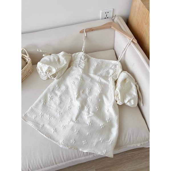 [NEW]VÁY GẤM TACTA 2S HOA CHÌM TAY BỒNG”Zumi dress” KÈM TAG NƠ