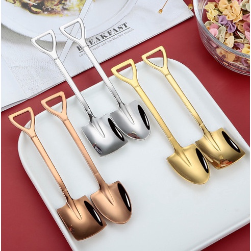 Muỗng Thìa Hình Xẻng Cán Dài Bằng Inox Cao Cấp Nhiều Màu