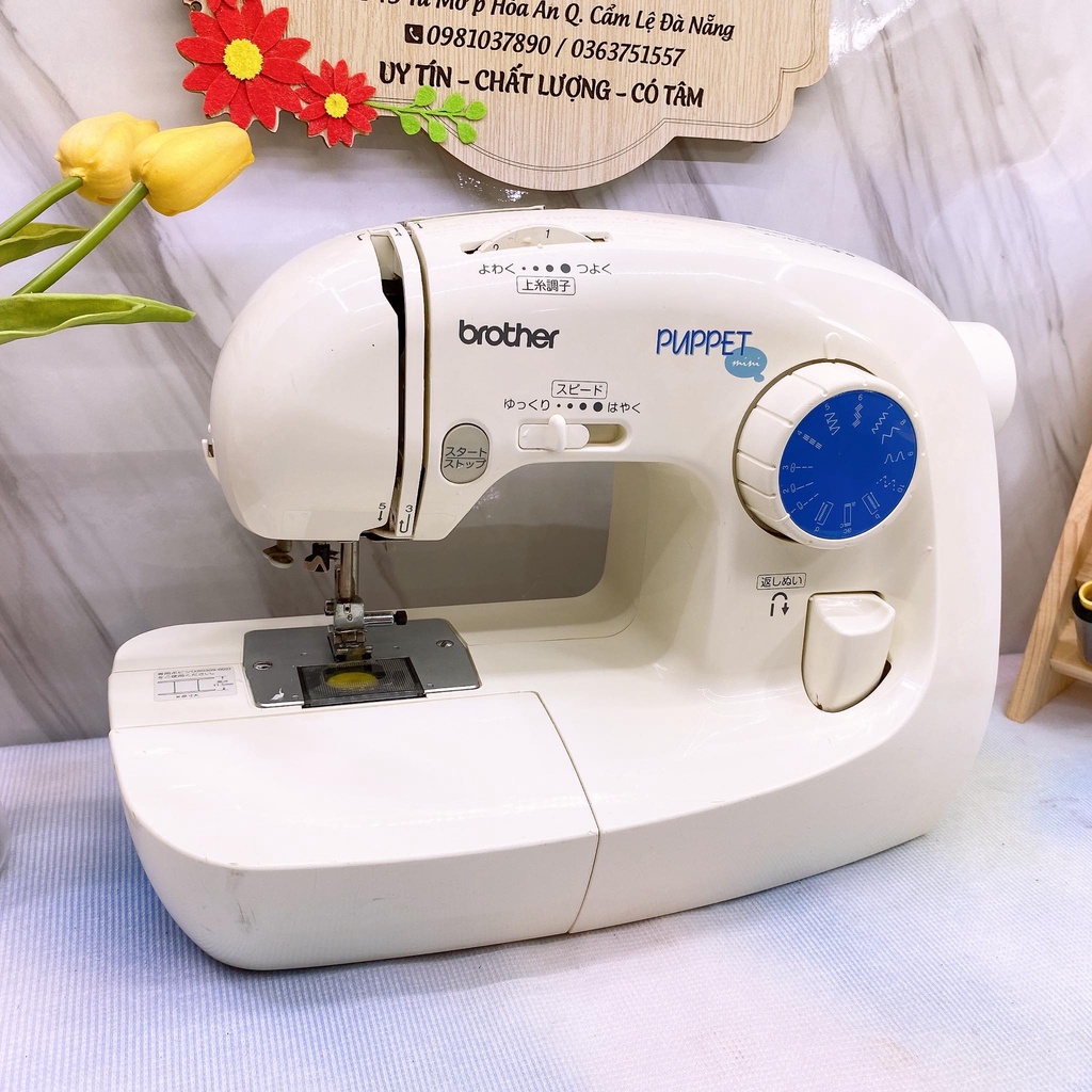 Máy May Brother Đời Mới Dáng Cong Pupet - Chức Năng Cơ Bản - Không Kén Vải - BH 1 Năm
