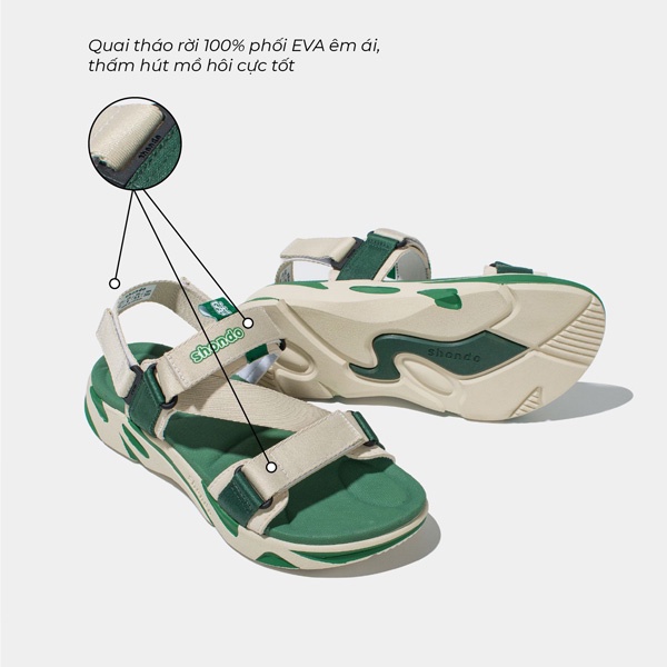 SHONDO | Sandal Shondo F8 be xanh rêu F8M2442