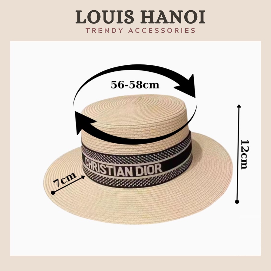 Nón Cói Vành Tròn Đai DIOR Cá Tính - Mũ Cói Đi Biển Nữ Vành Nhỏ Đẹp, Sang Chảnh (Hình Ảnh Thật)