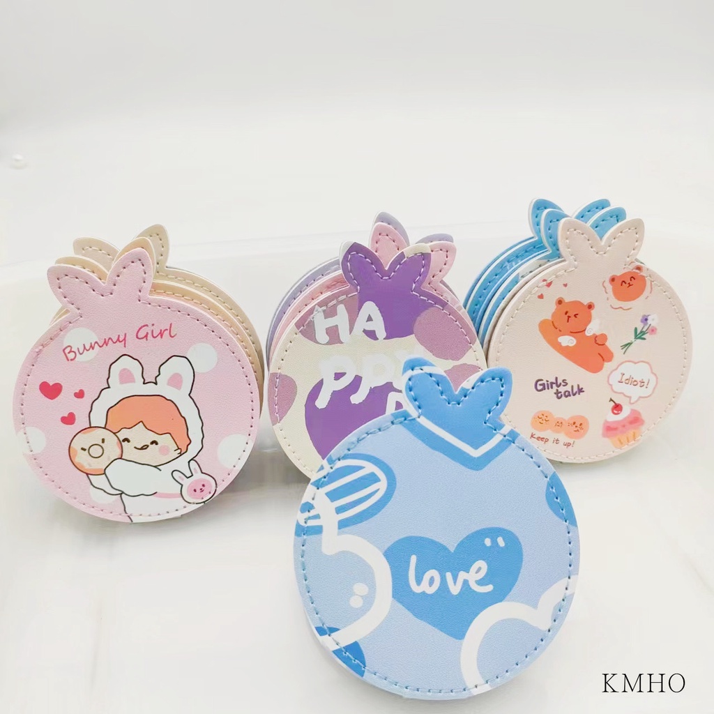 KMHO Gương trang điểm Nhật Bản và Hàn Quốc quà tặng sáng tạo dễ thương gương nhỏ xách tay gấp đôi gương trang điểm có thể phóng to gương