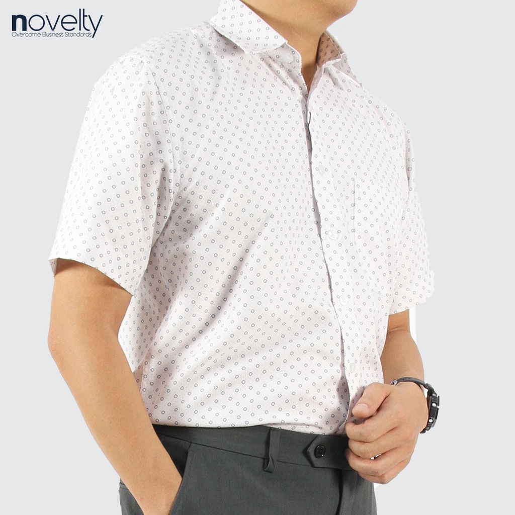 Áo sơ mi nam ngắn tay Novelty casual hoa văn NSMMINMSPB230175N