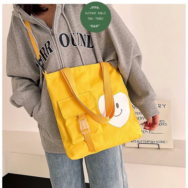 Túi tote đi học thêm đi chơi giá rẻ, đẹp thời trang trái tim biết cười