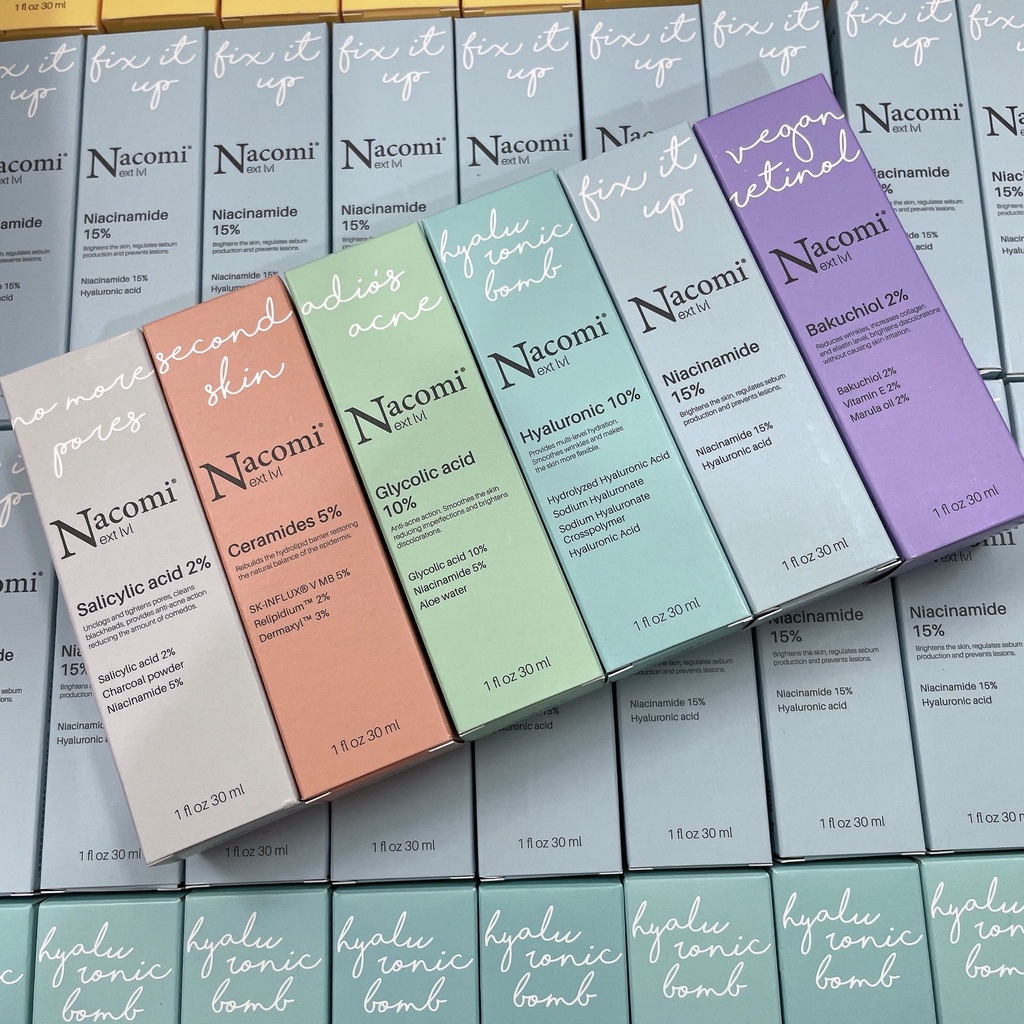 Tẩy da chết hóa học Nacomi với Mandelic acid và Glycolic acid 10% kiểm soát dầu nhờn ngừa mụn 30ml