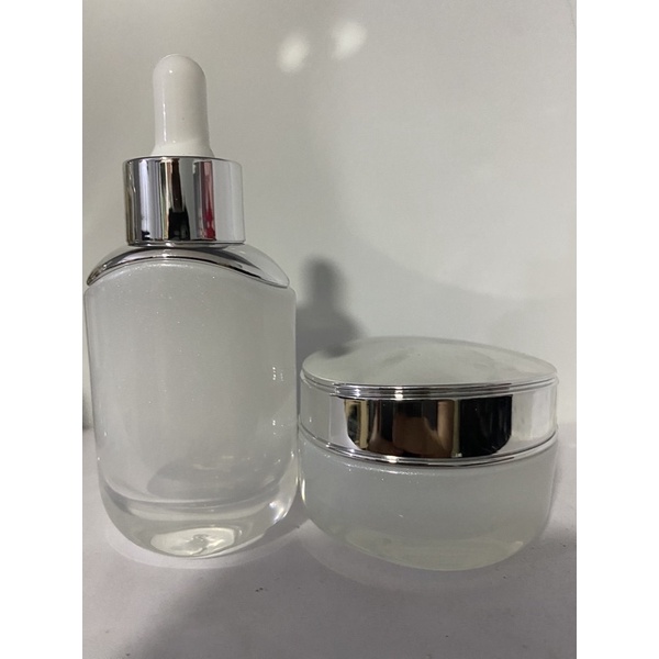 Set chai lọ trắng nắp bạc 30ml
