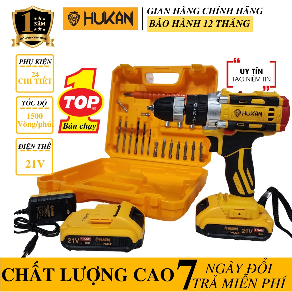 [TOP BÁN CHẠY] Máy Khoan Pin HUKAN HK-F8 Có Chổi Than, 3 Chức Năng, 25 Cấp Độ Trượt
