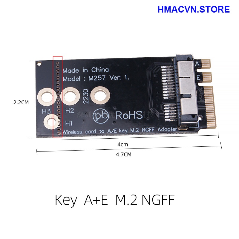 Adapter Wifi M@c-B00k NGFF sang M2 PCIe Key A A+E