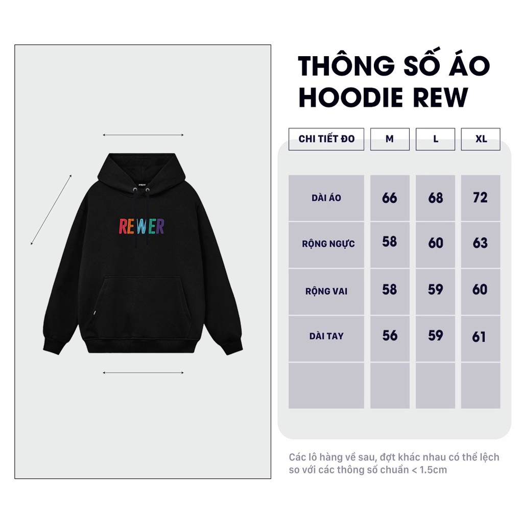 Áo hoodie form rộng 100% Cotton REW mẫu REWER HD12
