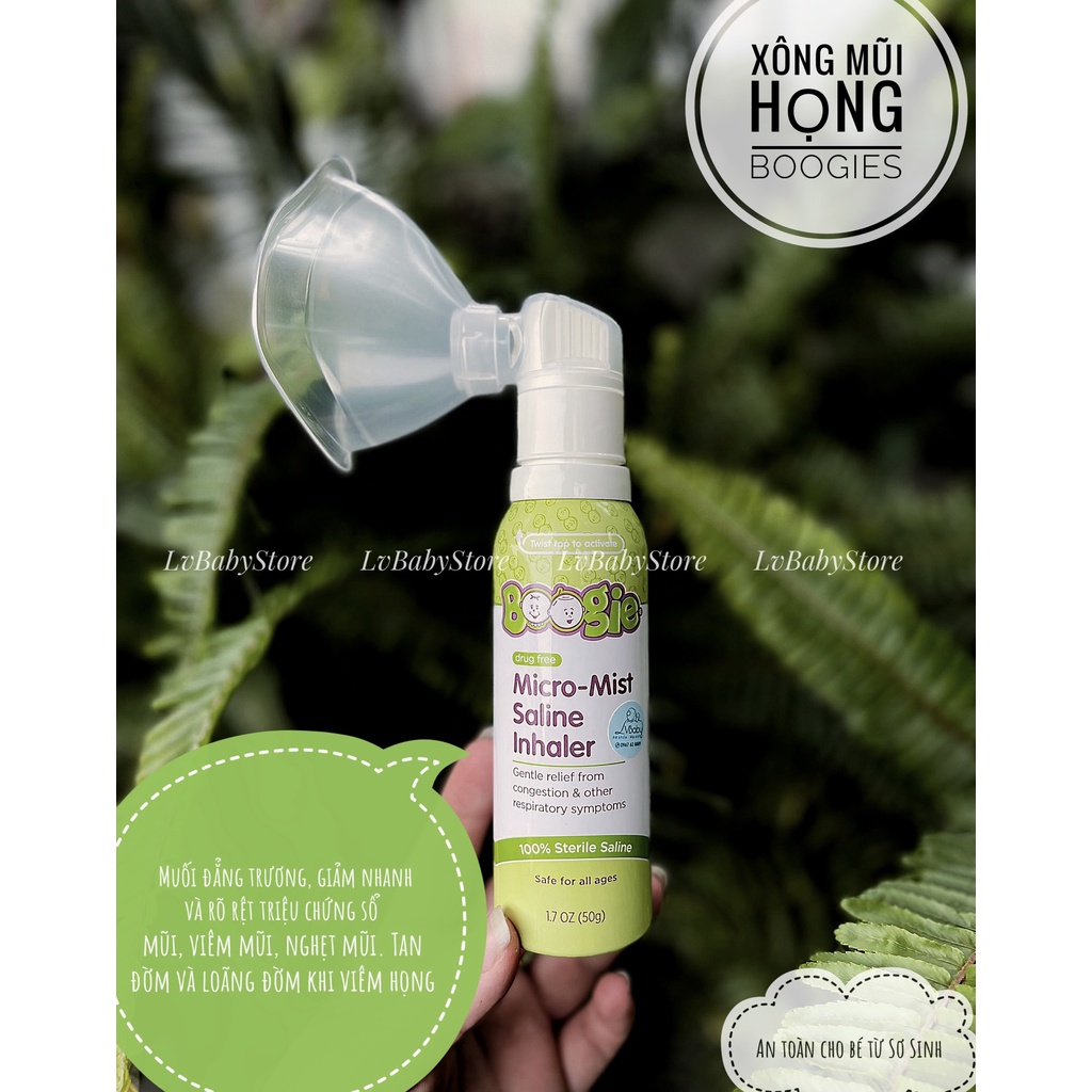 Xịt mũi họng phun sương cho trẻ sơ sinh 0m+ Boogie Micro-Mist Saline Inhaler 50g
