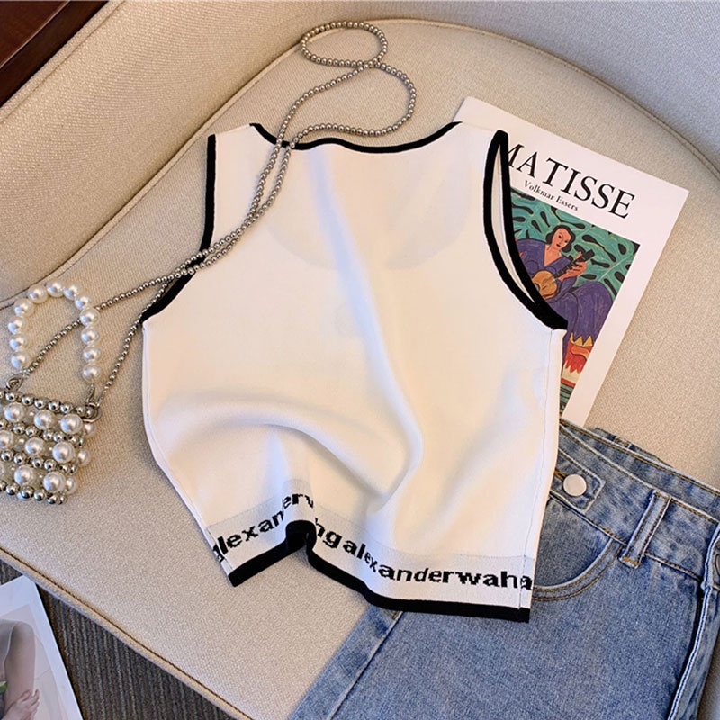 Áo Dệt Kim Hai Dây Dáng Ôm Phong Cách Mới Quyến Rũ Dành Cho Nữ