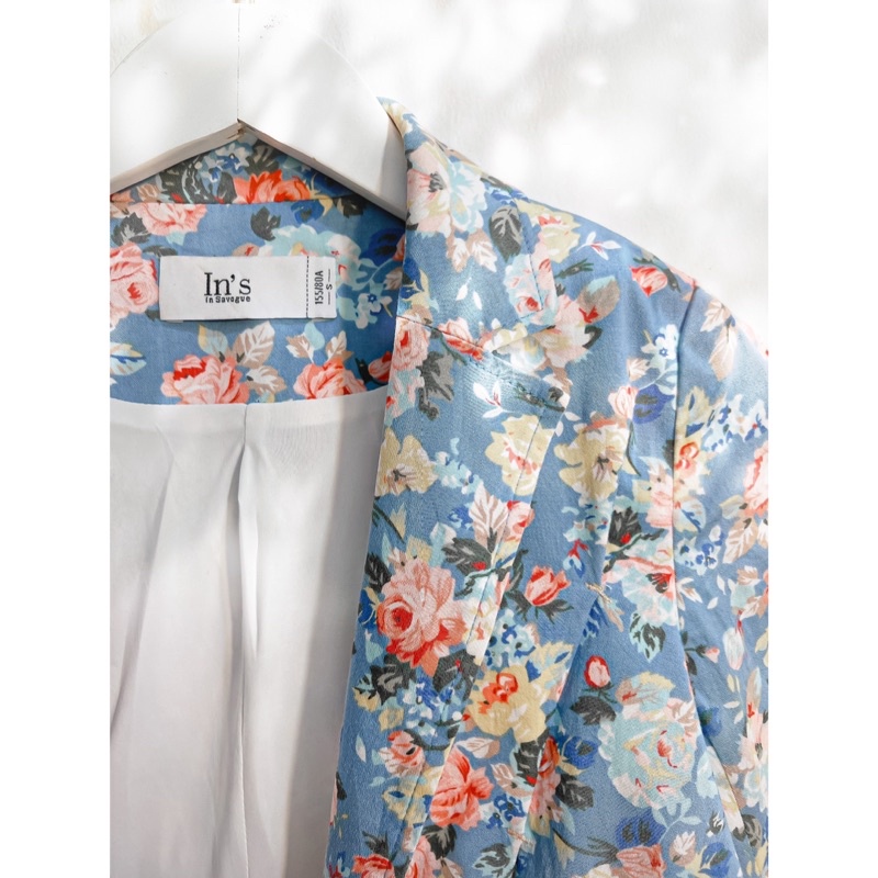 Vest blazer croptop hoa hồng pastel