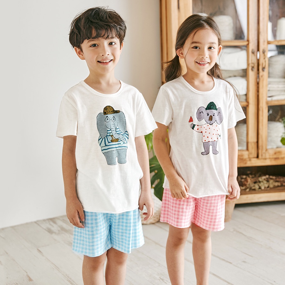 Đồ bộ ngắn tay quần áo thun cotton mịn mặc nhà mùa hè cho bé gái và bé trai Unifriend Hàn Quốc U2023-24