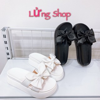 Dép Nữ Thắt Nơ Da Đế Hộp Lửng Shop cao 4 phân siêu êm nhẹ nhàng ,dép hộp thắt nơ da