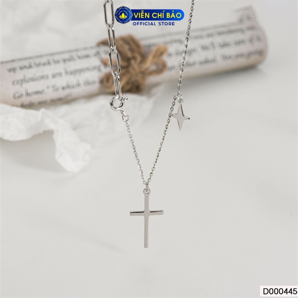 Dây chuyền bạc nữ thánh giá ngôi sao chất liệu bạc Ý 925 thời trang phụ kiện trang sức Viễn Chí Bảo D000445