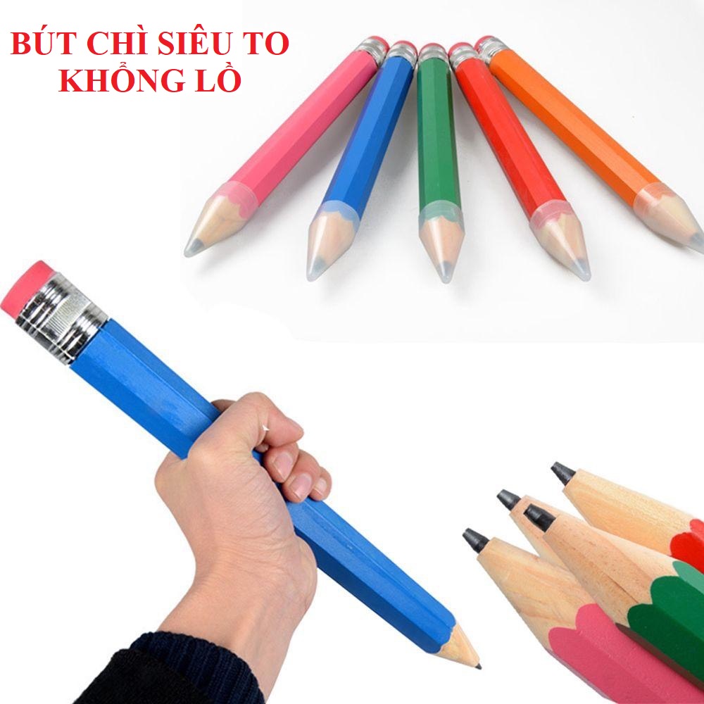 Bút chì khổng lồ mẫu mới trơn nhiều màu có nắp đậy - dùng làm quà tặng cho bé