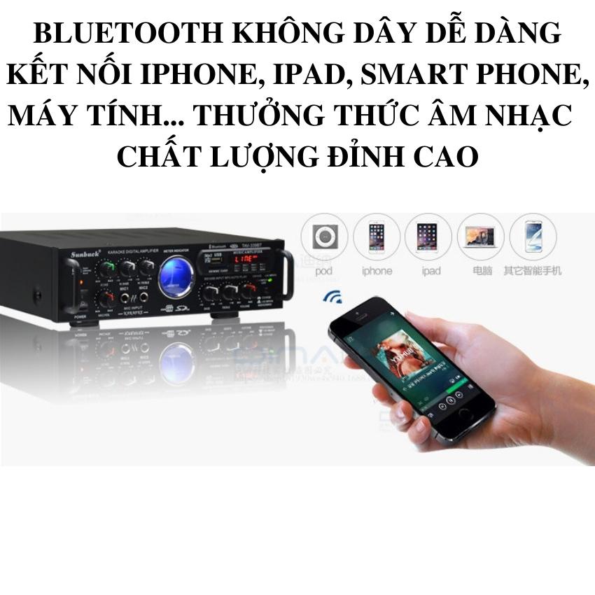 Amly bluetooth , amply karaoke bluetooth Sunbuck 339bt, đánh nhạc cực hay dùng điện 12v hoặc 220v.BẢO HÀNH UY TÍN