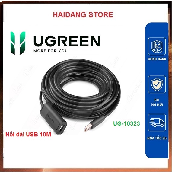 Cáp USB nối dài 10m có chíp khuếch đại tín hiệu chính hãng Ugreen 10321