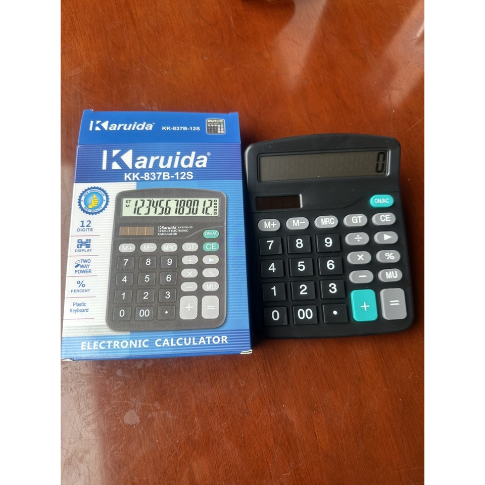 Máy Tính Cầm Tay, Bỏ Túi Karuida KK-837B-12S Sử Dụng Năng Lượng Mặt Trời Hoặc Pin, Thiết Kế Thời Trang