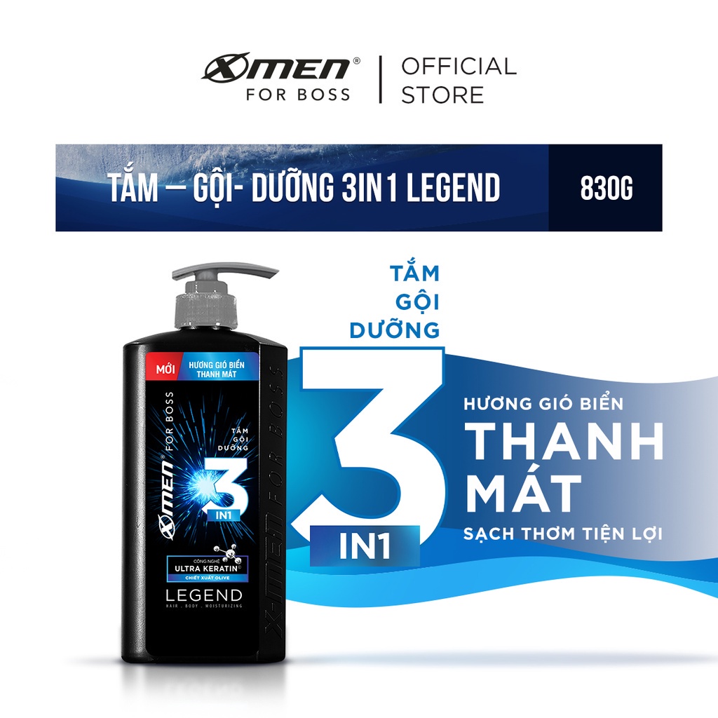 MỚI Tắm-gội-dưỡng 3in1 X-Men for Boss hương gió biển thanh mát Legend 830g