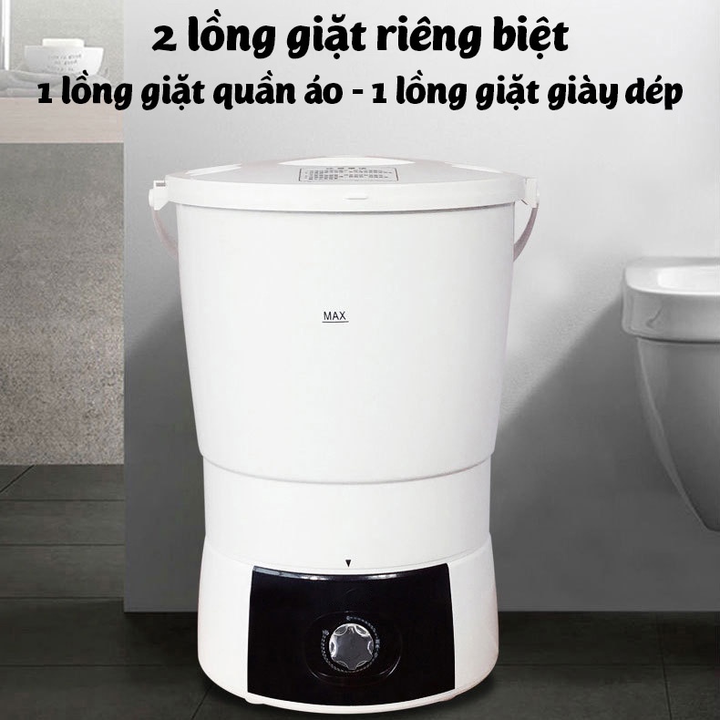 Xô Máy giặt mini DEKE XPB-45 đựng giày dép, may xoáy cực mạnh đảo chiều 2 lồng giặt quần 4kg