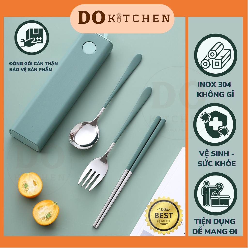 Bộ muỗng đũa dĩa nĩa thìa cá nhân inox 304 không gỉ Dokitchen cao cấp an toàn tiện lợi dễ dàng mang đi