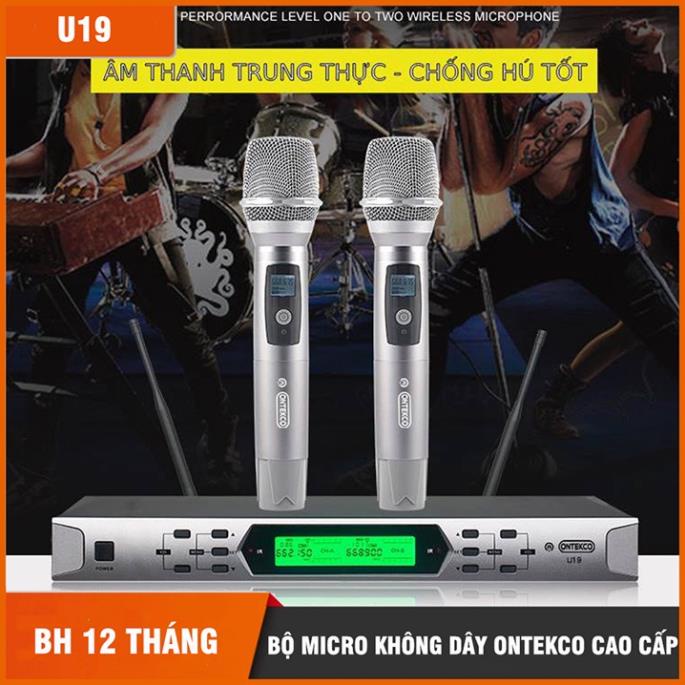 Bộ micro Ontekco U19 hát karaoke chuyên nghiệp, chất liệu thép cao cấp bảo hành 24 tháng thu sóng 80M