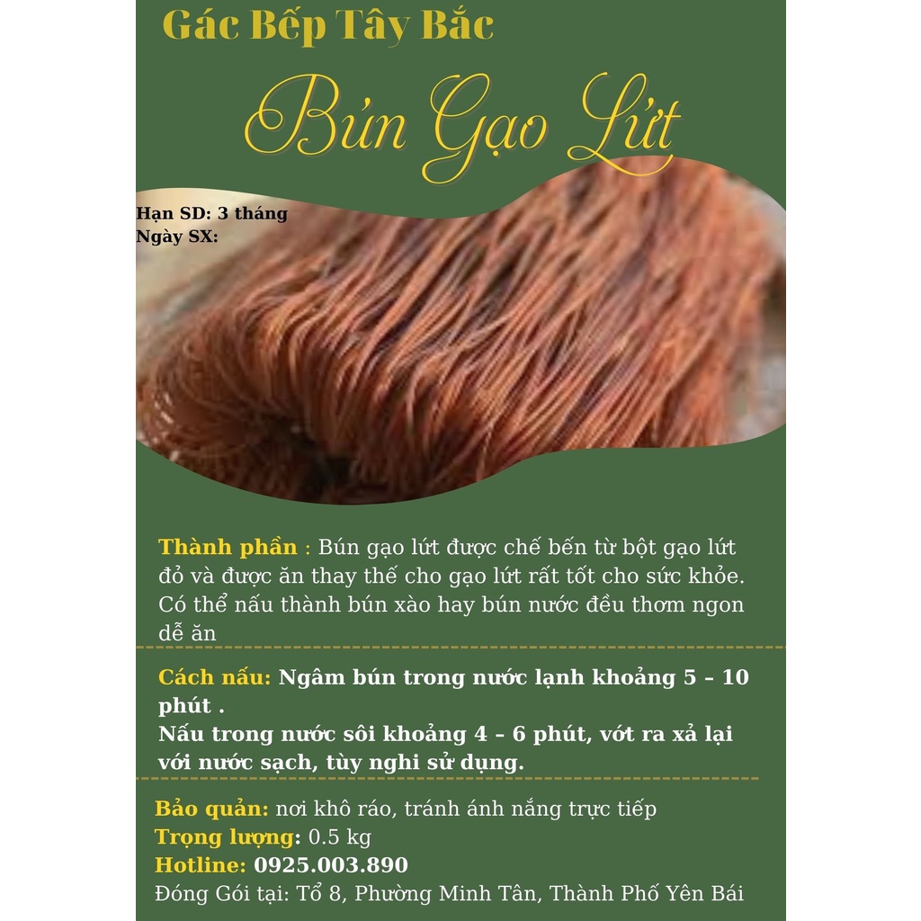 Bún, phở gạo lứt  gói 0.5kg ăn kiêng giảm cân healthy eatclean
