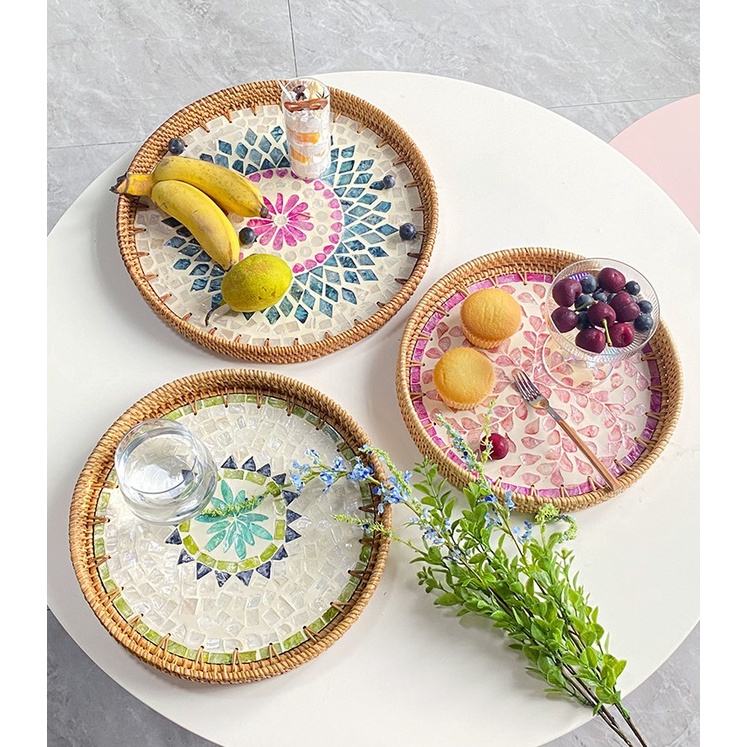Khay khảm trai viền mây sang trọng decor phòng, nhà hàng Tinh Hoa Việt