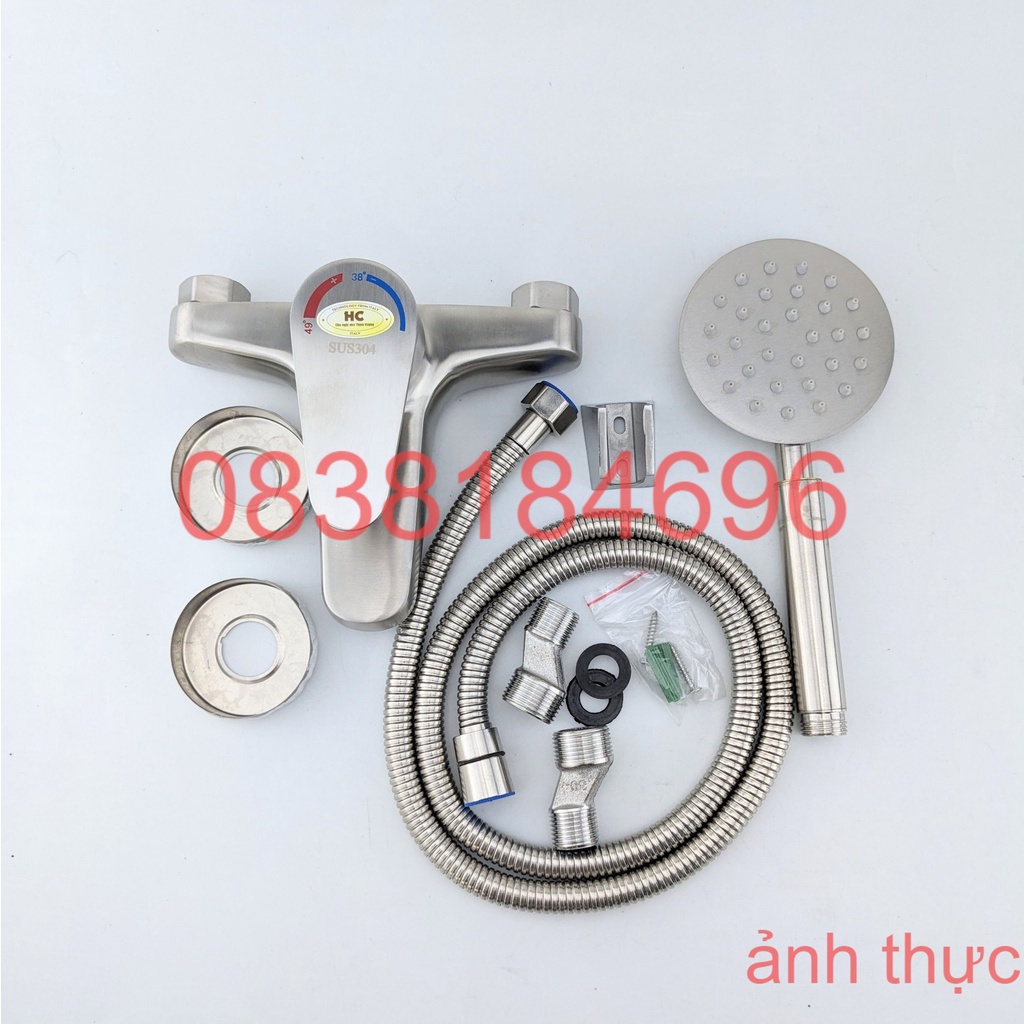 Củ sen nóng lạnh, củ sen tắm nóng lạnh inox 304 kèm tay sen tắm và dây sen 1.5m dễ dàng tự lắp đặt tại nhà
