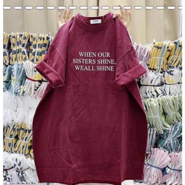 [Rẻ Vô Địch] Áo Thun 3158 Cotton Khô Form Rộng Nam Nữ Unisex In Chữ WHENOUR