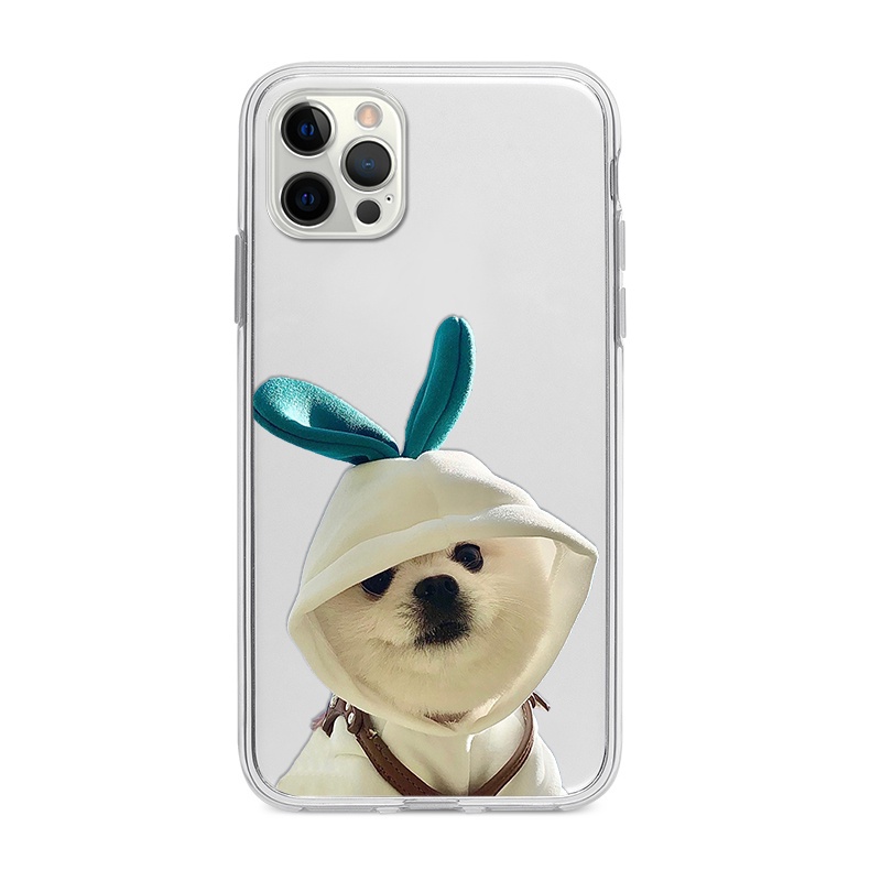 Ốp Điện Thoại Mềm Chống Sốc In Hình chó đội mũ thỏ Cho iPhone 14 13 12 11 Pro Max SE2020 X Xr Xs Max 8 7 6 6s Plus u534