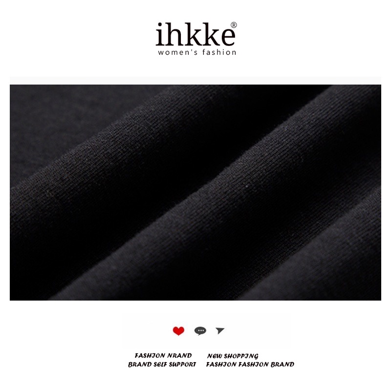 Áo thun IHKKE màu đen/ trắng tay ngắn in họa tiết gấu hoạt hình thời trang Hàn Quốc dành cho cặp đôi