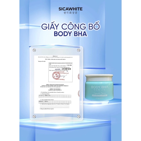 100% CHÍNH HÃNG,BODY BHA SICA DẠNG NÉN ĐẶC,THẤM NHANH KHÔNG LỘ VÂN KEM