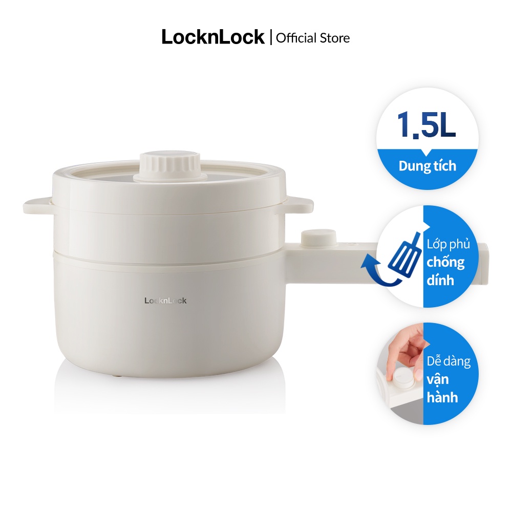 Nồi điện đa năng Lock&lock Electric multi pot 1.5L màu ngà EJP436IVY