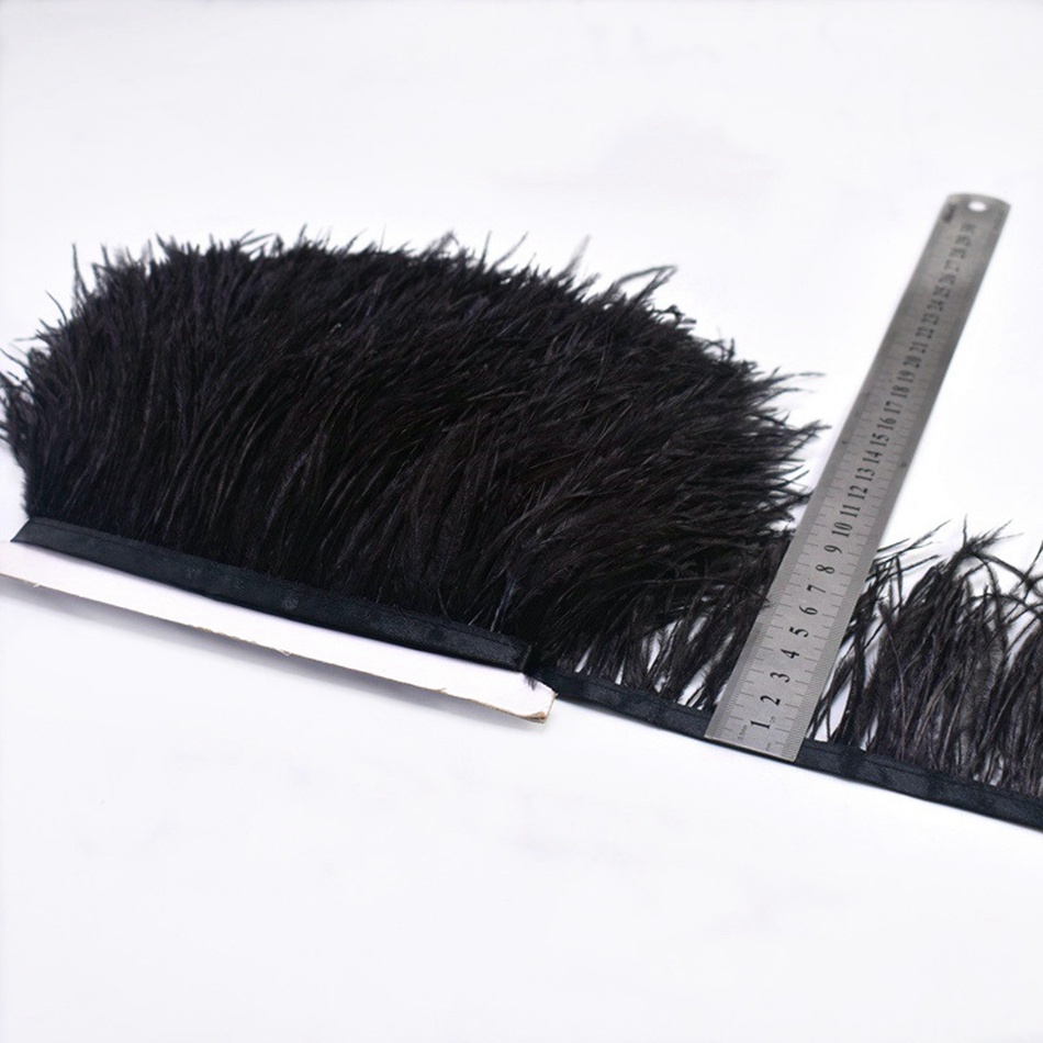 1 mét Lông vũ đà điểu tự nhiên dài 12-15cm trang trí thời trang áo váy đầm handmade