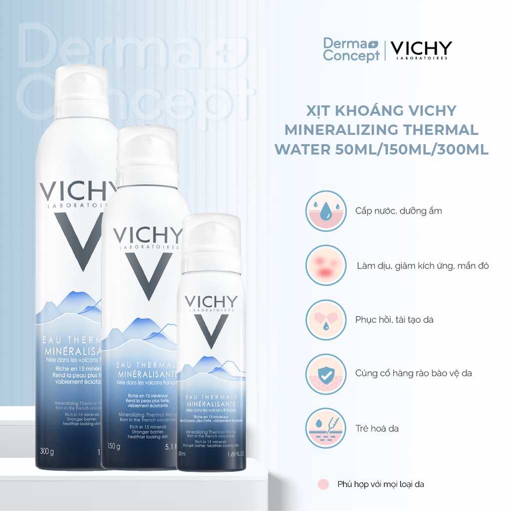 Xịt khoáng dưỡng ẩm, phục hồi da Vichy Mineralizing Thermal Water 50ml/150ml/300ml [NHẬP KHẨU CHÍNH HÃNG 100%]