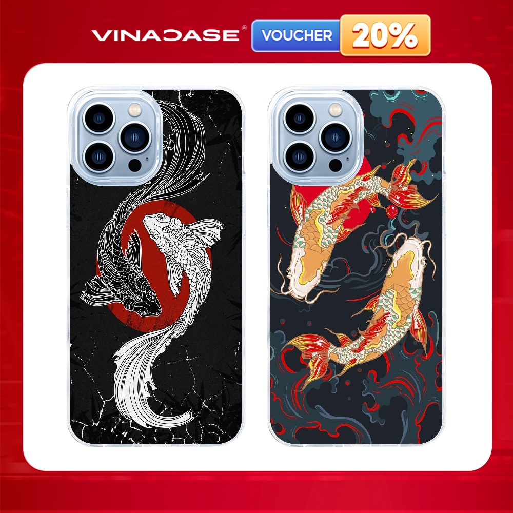 Ốp lưng Vina Case Iphone 7 Plus/X/XS/XR/Xs Max/11/14 Pro/...Hỗ trợ sạc không dây từ tính in hình Cá Chép Cặp