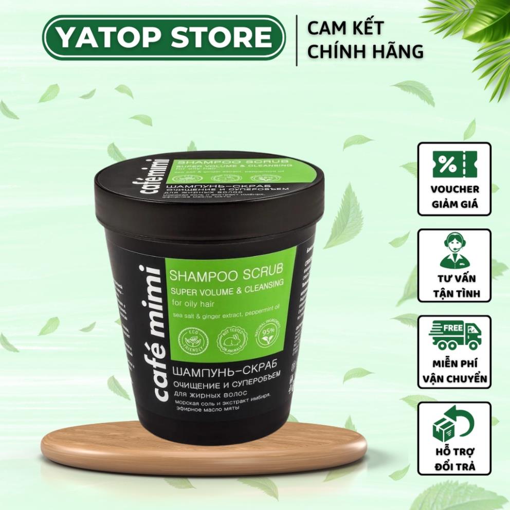 Dầu Gội - Tẩy Da Chết Da Đầu Cafe Mimi Shampoo Scrub Làm Sạch Sâu Cho Tóc Tơi & Bồng Bềnh, Giảm Gàu Ngứa, Kiềm Dầu 330g