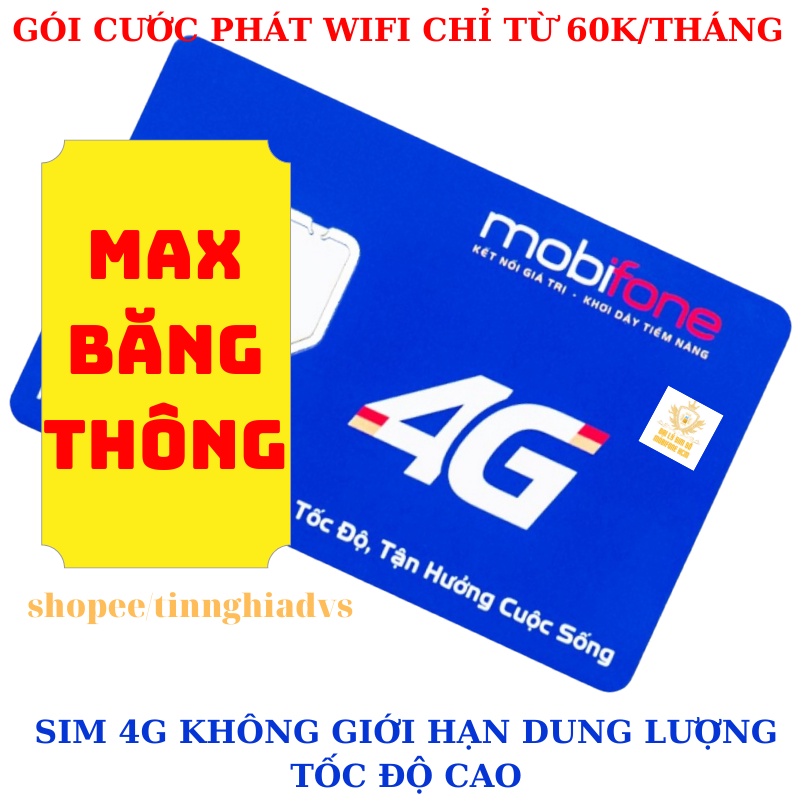 [SIÊU RẺ] Sim 4G XÀI TẸT GA 2 tháng KHÔNG cần nạp tiền - Siêu sim Mobifone