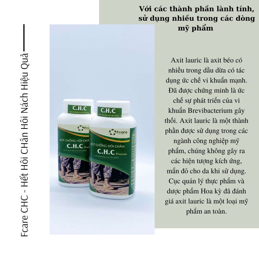 Bột Khử Mùi Hôi Chân, Hôi Giày Fcare CHC - Ngăn Ngừa Vi Khuẩn Gây Mùi, Mồ Hôi, Khử Mùi Hôi Hiệu Quả