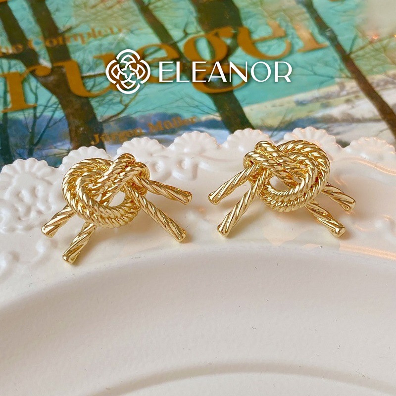 Bông tai nữ chuôi bạc 925 Eleanor Accessories hình nút thắt phong cách cá tính phụ kiện trang sức 5346