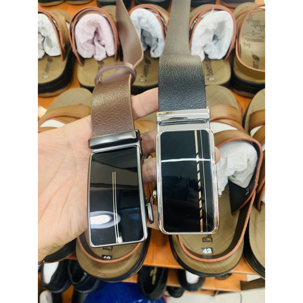 Thắt Lưng Nam Da Bò Thật Màu Đen Nâu QK-6T4 Khóa Gạt Khóa Lăn Sang Trọng Tinh Tế Nam Tính