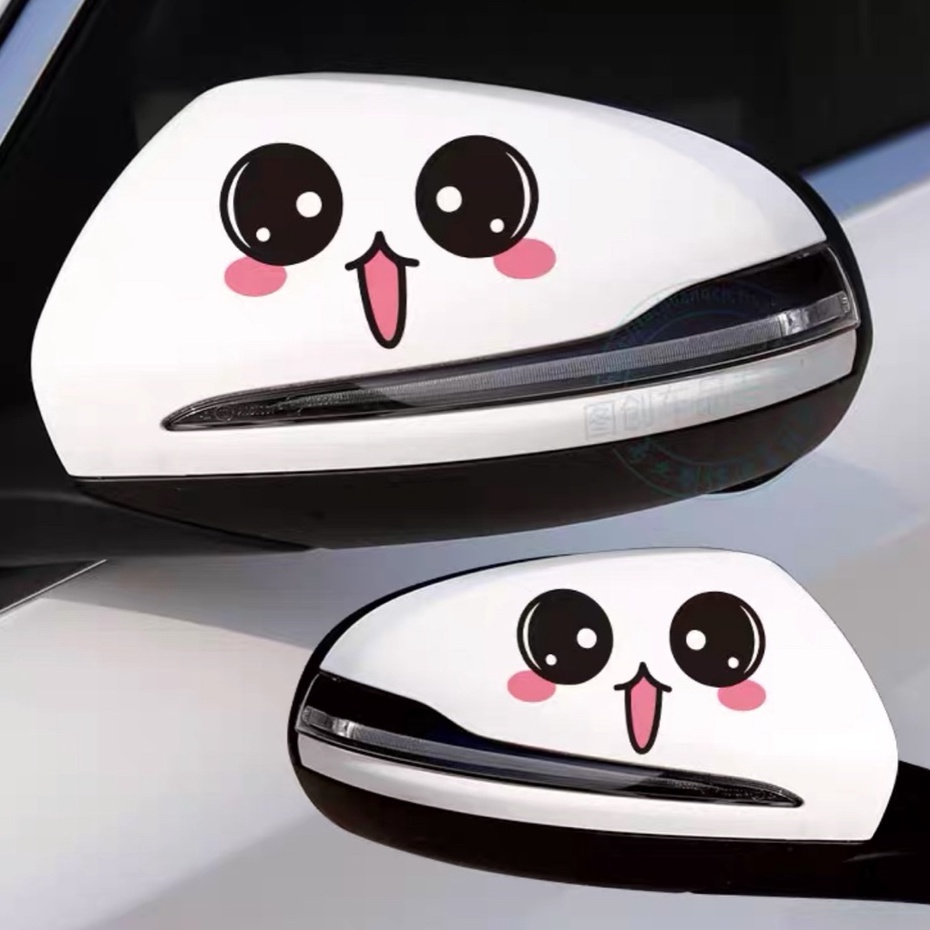 Tem dán gương 3D hình khuôn mặt baby dễ thương trang trí kính chiếu hậu xe hơi ba chiều