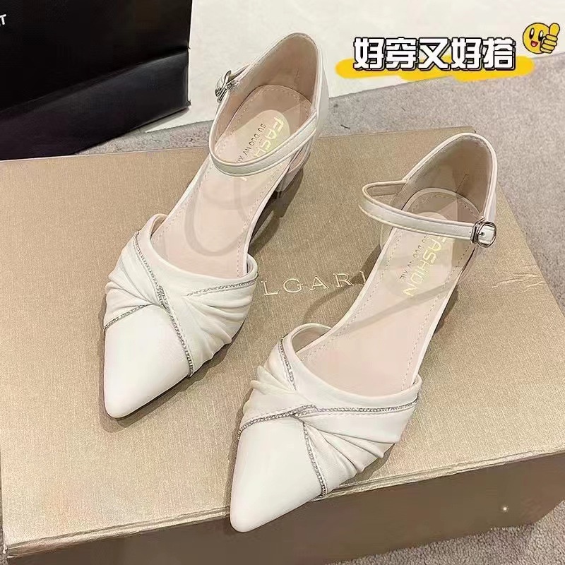 Giày Cao Gót Mũi Nhọn Bằng Da Mềm Đính Nơ Thời Trang Dành Cho Nữ