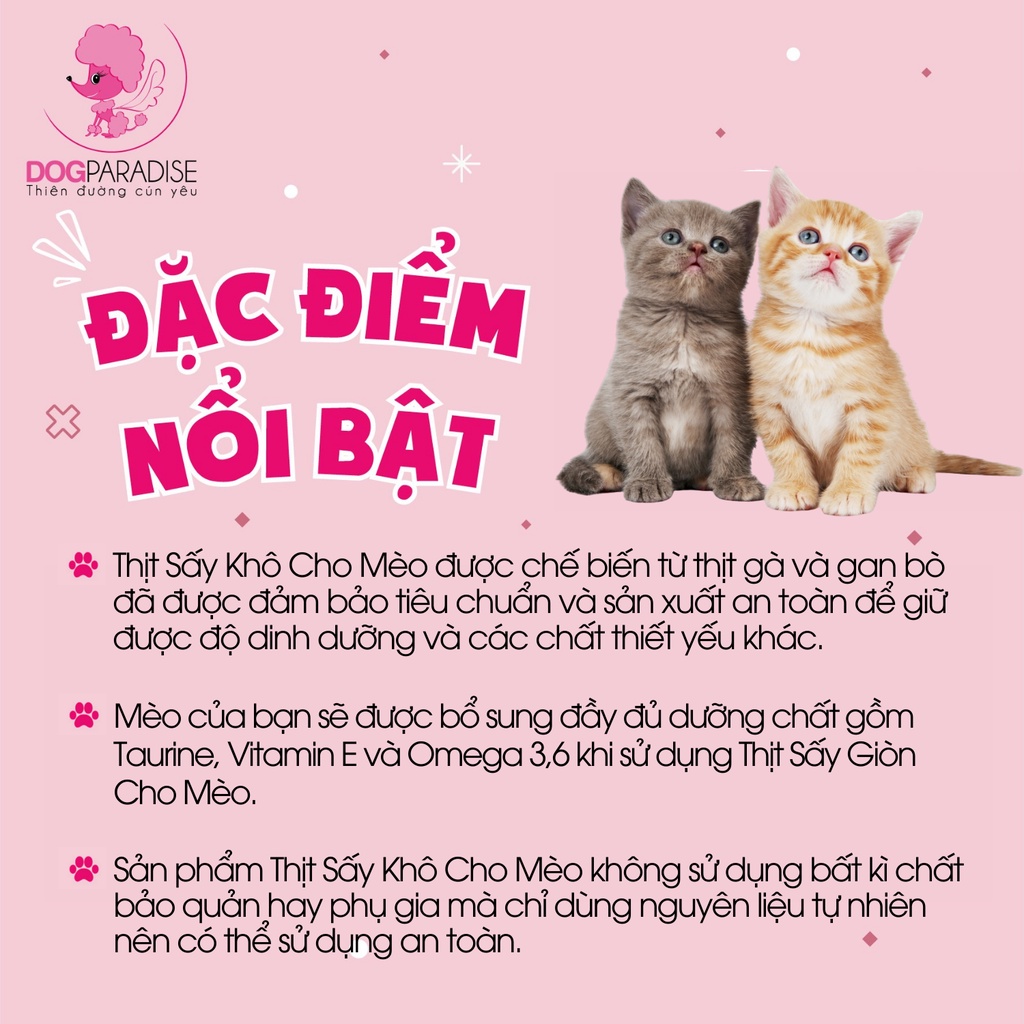 Thịt Sấy Khô Cho Mèo Jinny Sản Xuất An Toàn Hương Vị Gà Gàn Bò Thơm Ngon Giàu Chất Dinh Dưỡng Túi 40g